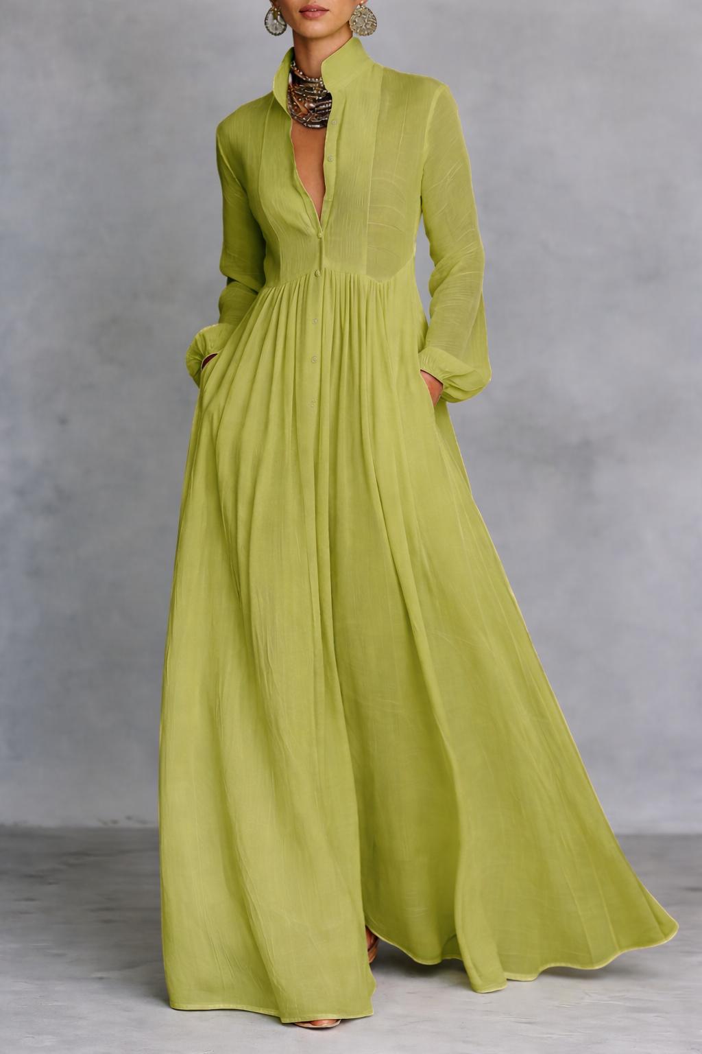 Fizza Flowing Button-Front Maxi Dress