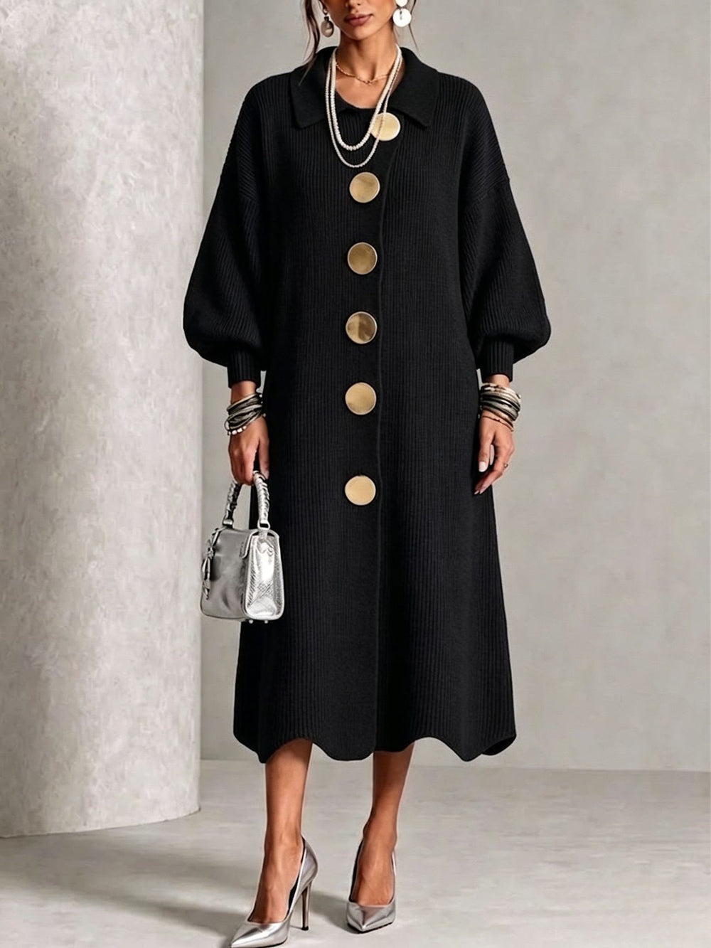 Sienna Long Sleeve Button-Down Knit Dress