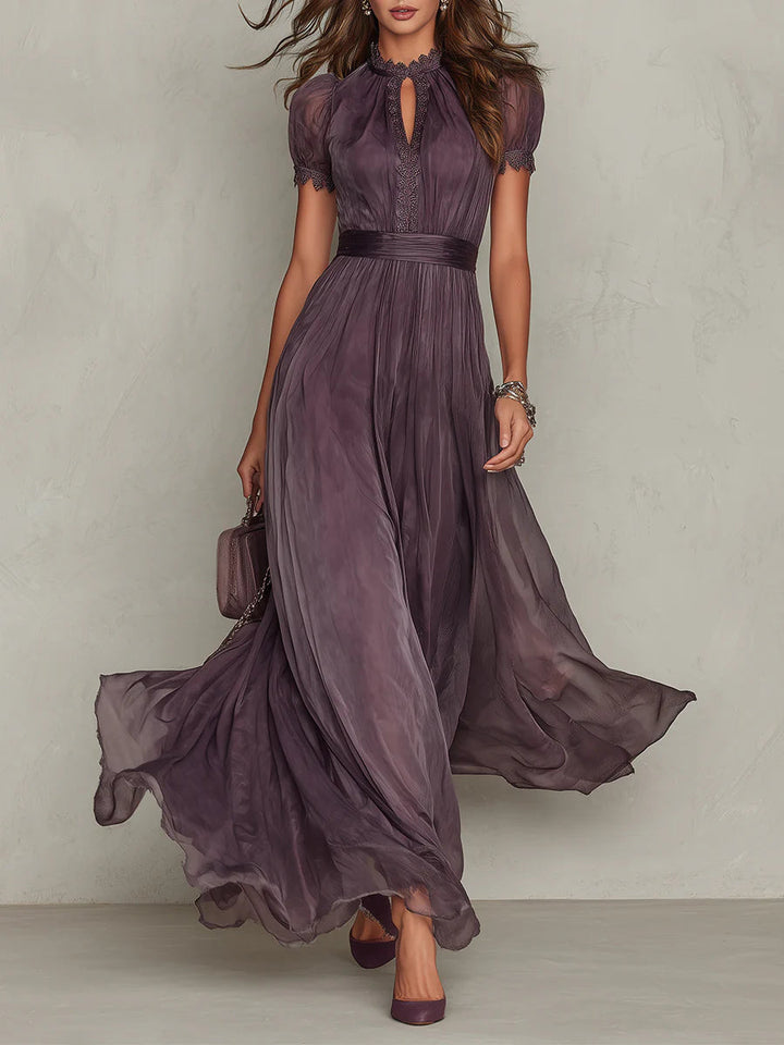 Babette Elegant Purple Chiffon Keyhole Maxi Dress
