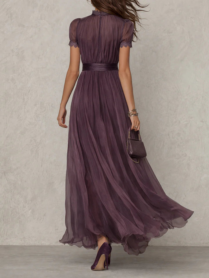 Babette Elegant Purple Chiffon Keyhole Maxi Dress