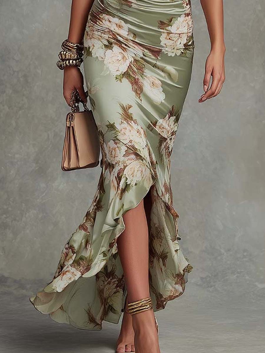 Anastasia – Floral Satin Midi Dress