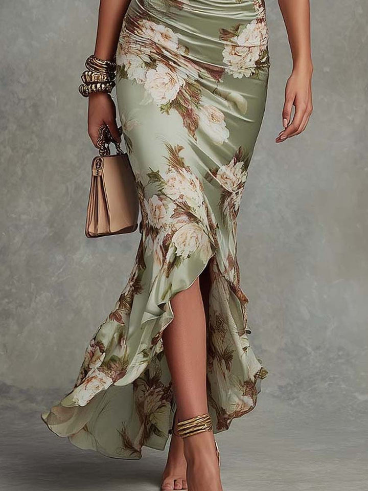 Anastasia – Floral Satin Midi Dress