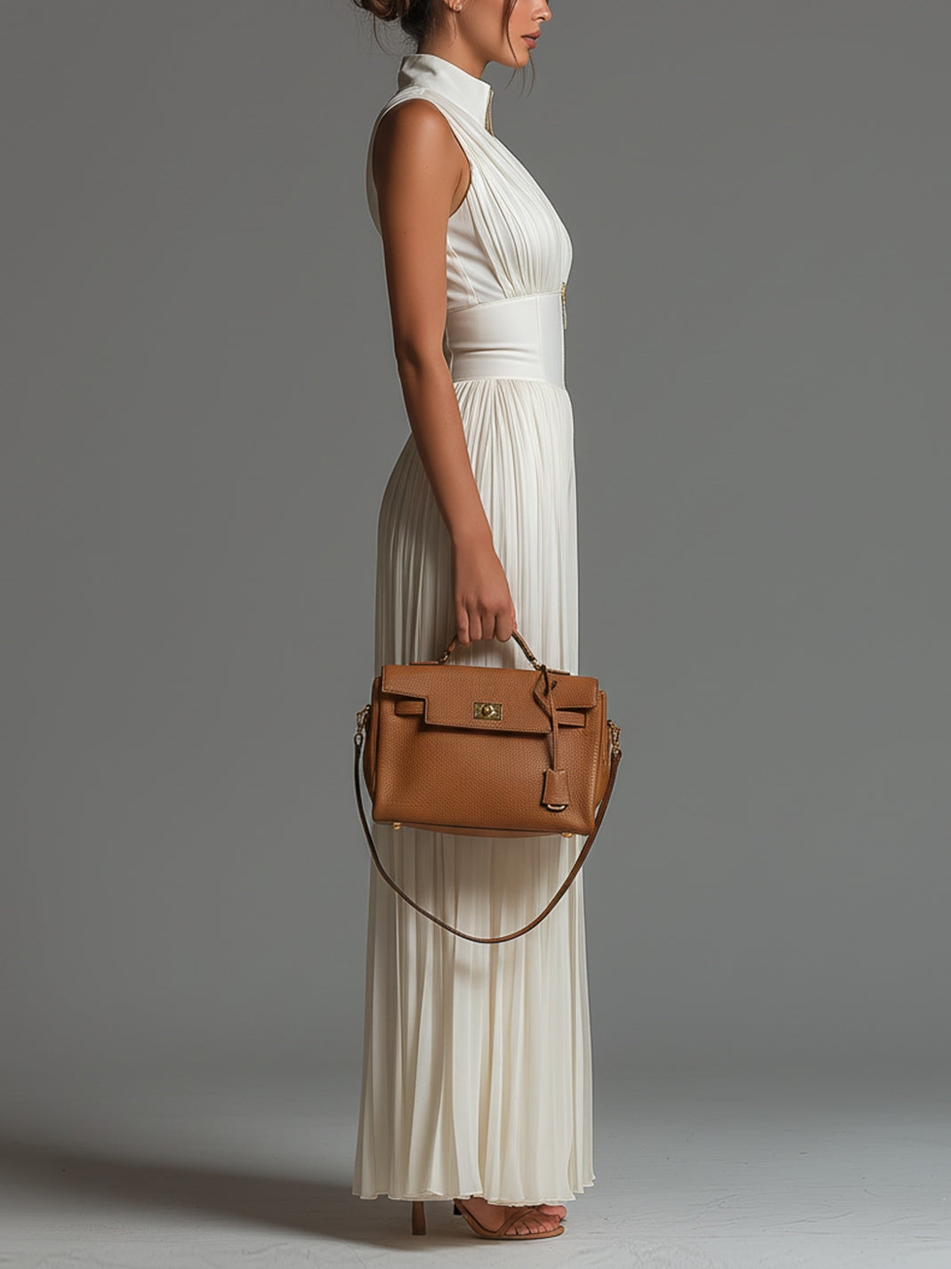 Seraphina Jumpsuit White Pleated Chiffon