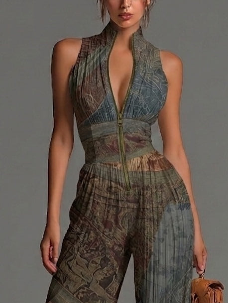 Selvaggia Ethnic Print Jumpsuit detail