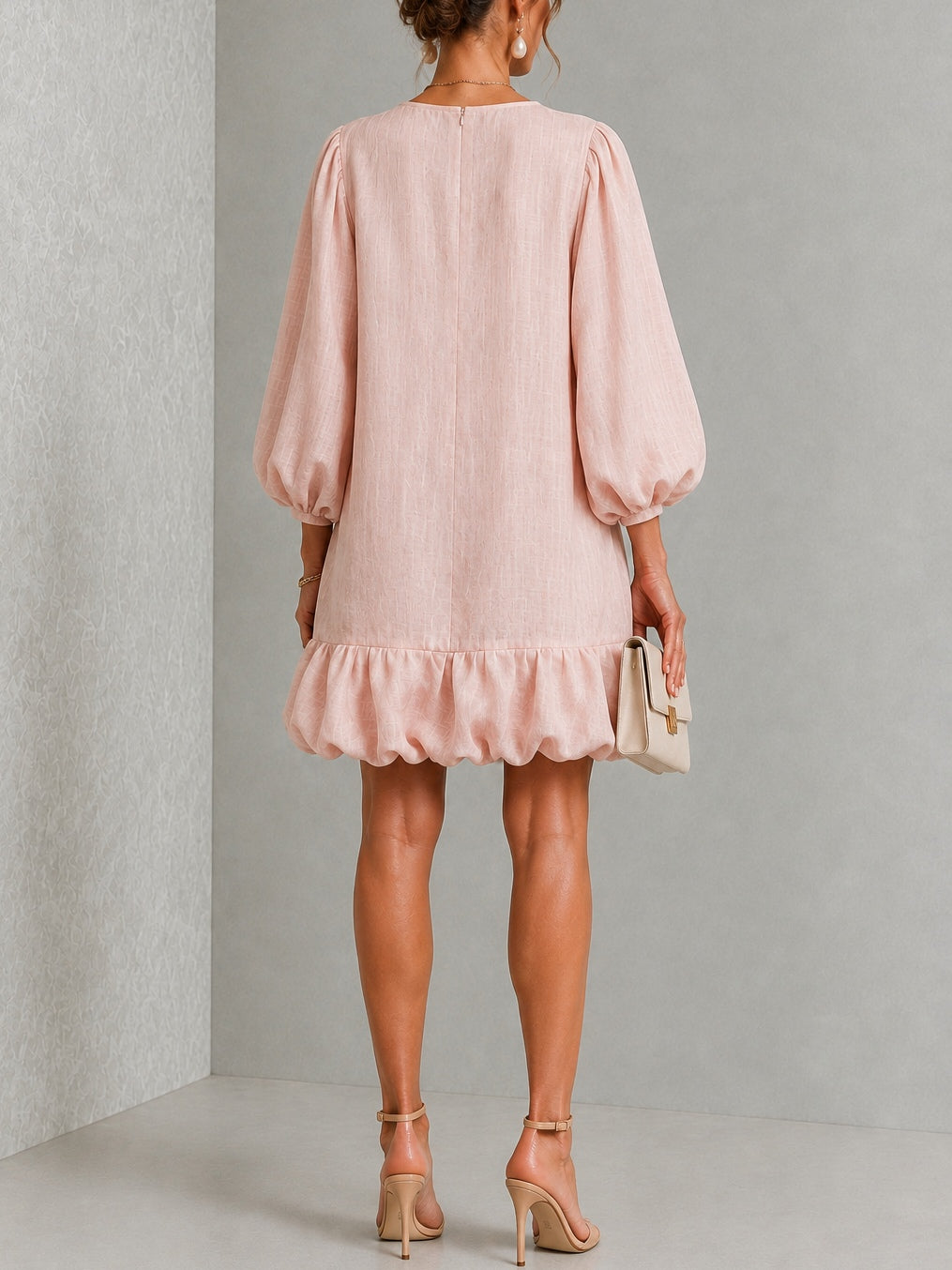 Verity Floral-Button Puff-Sleeve Mini Dress