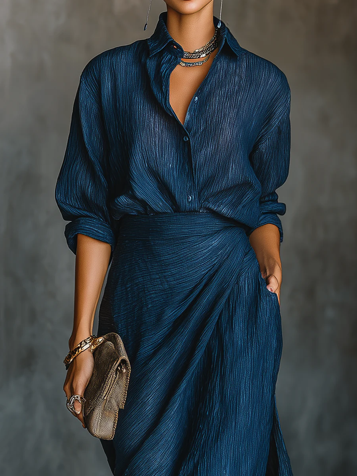 Cielo Elegant Shirt and Maxi Skirt Set