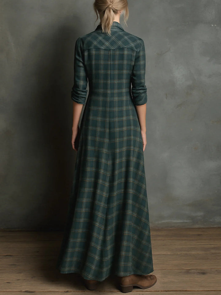 Valentina Long Plaid Shirt Dress
