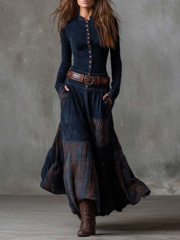 Elisa Maxi Suede Dress with Belt
