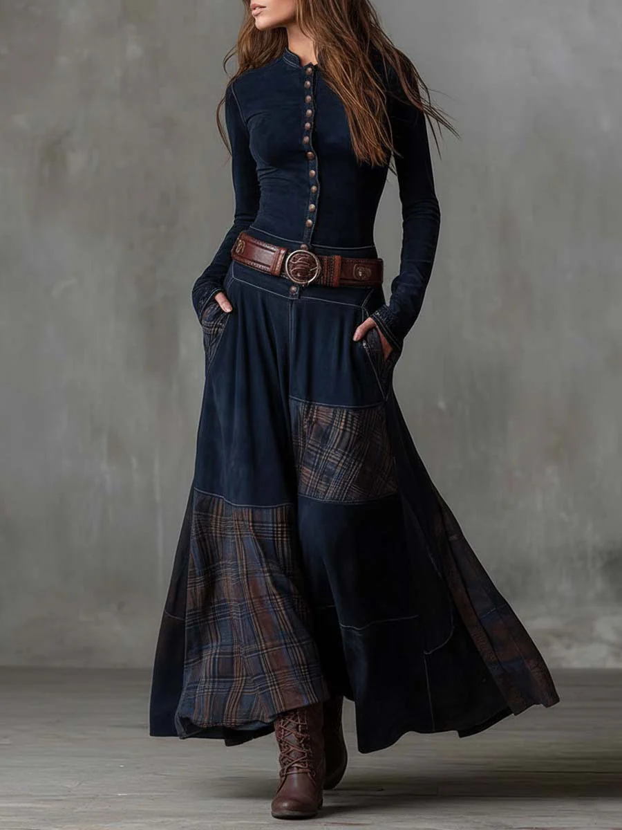 Elisa Maxi Suede Dress with Belt