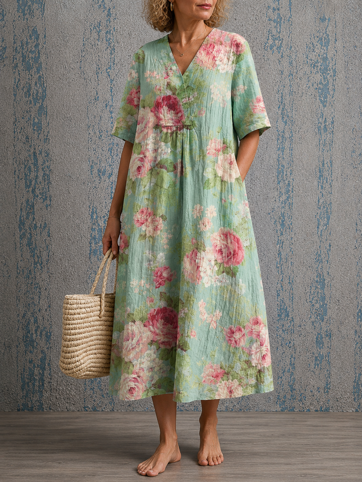 Cynthia Half Sleeve Linen Dress
