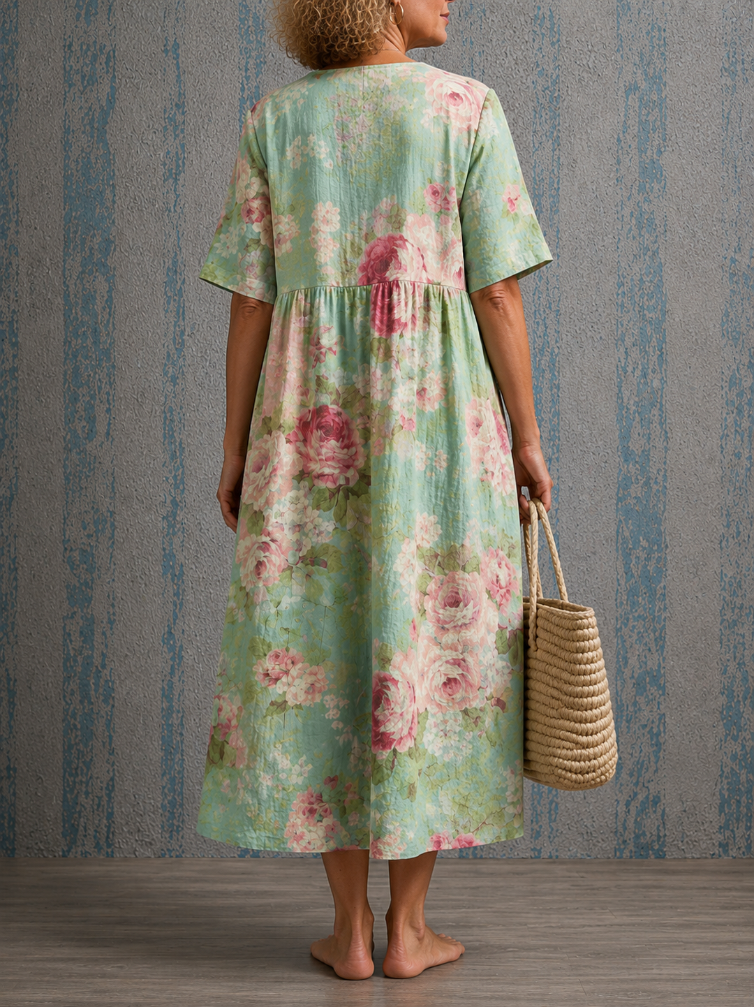 Cynthia Half Sleeve Linen Dress