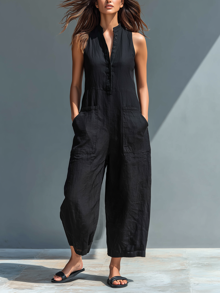 Claire – Linen Blend Sleeveless Jumpsuit