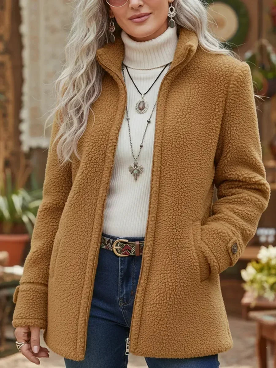 Judith Cozy Stand-Collar Full-Zip Jacket