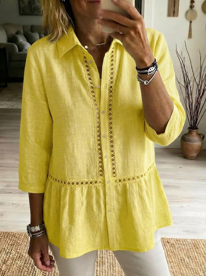 Marta – Linen Cotton Openwork Blouse
