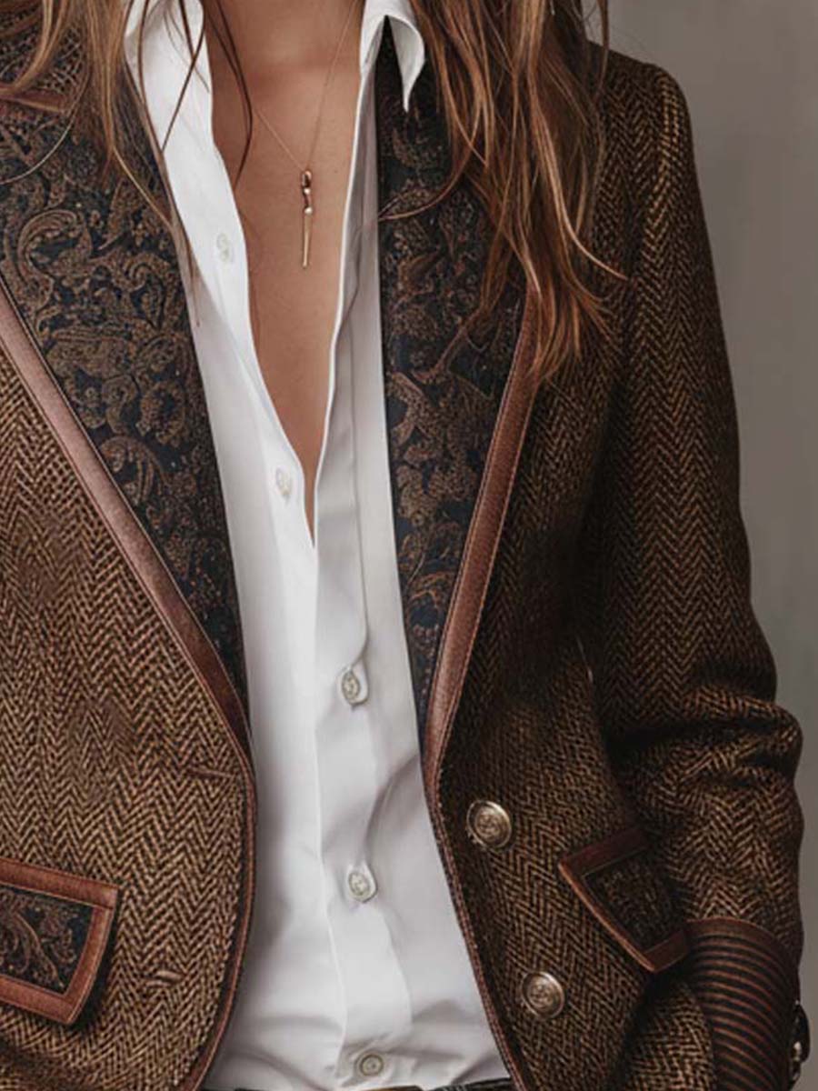 Gisèle | Chevron Print Panelled Blazer