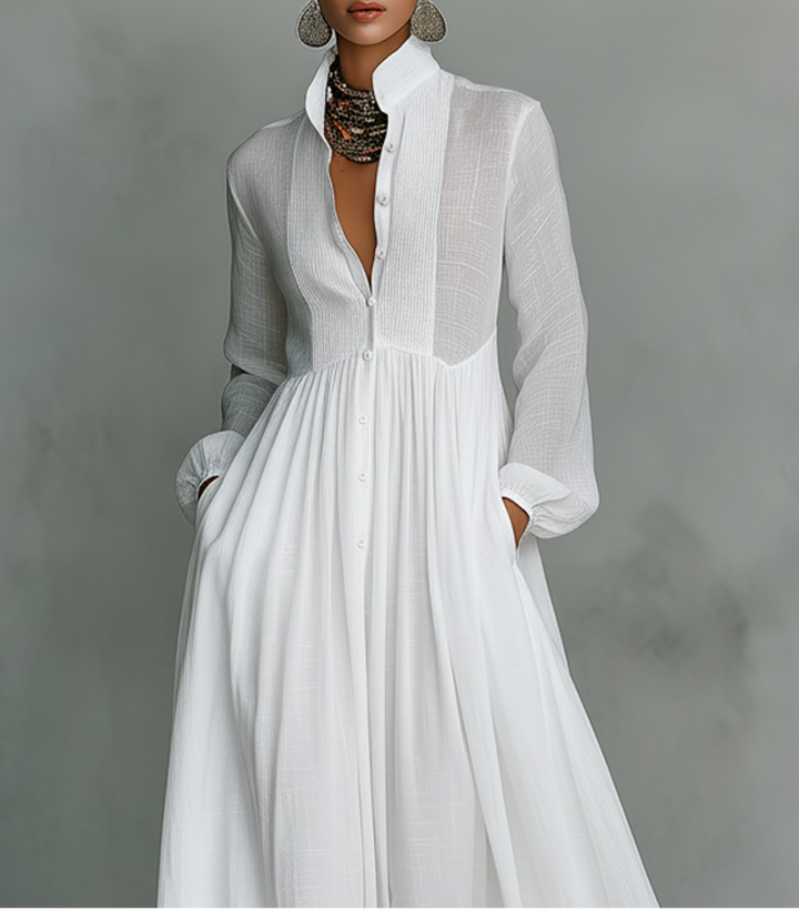 Fizza Flowing Button-Front Maxi Dress