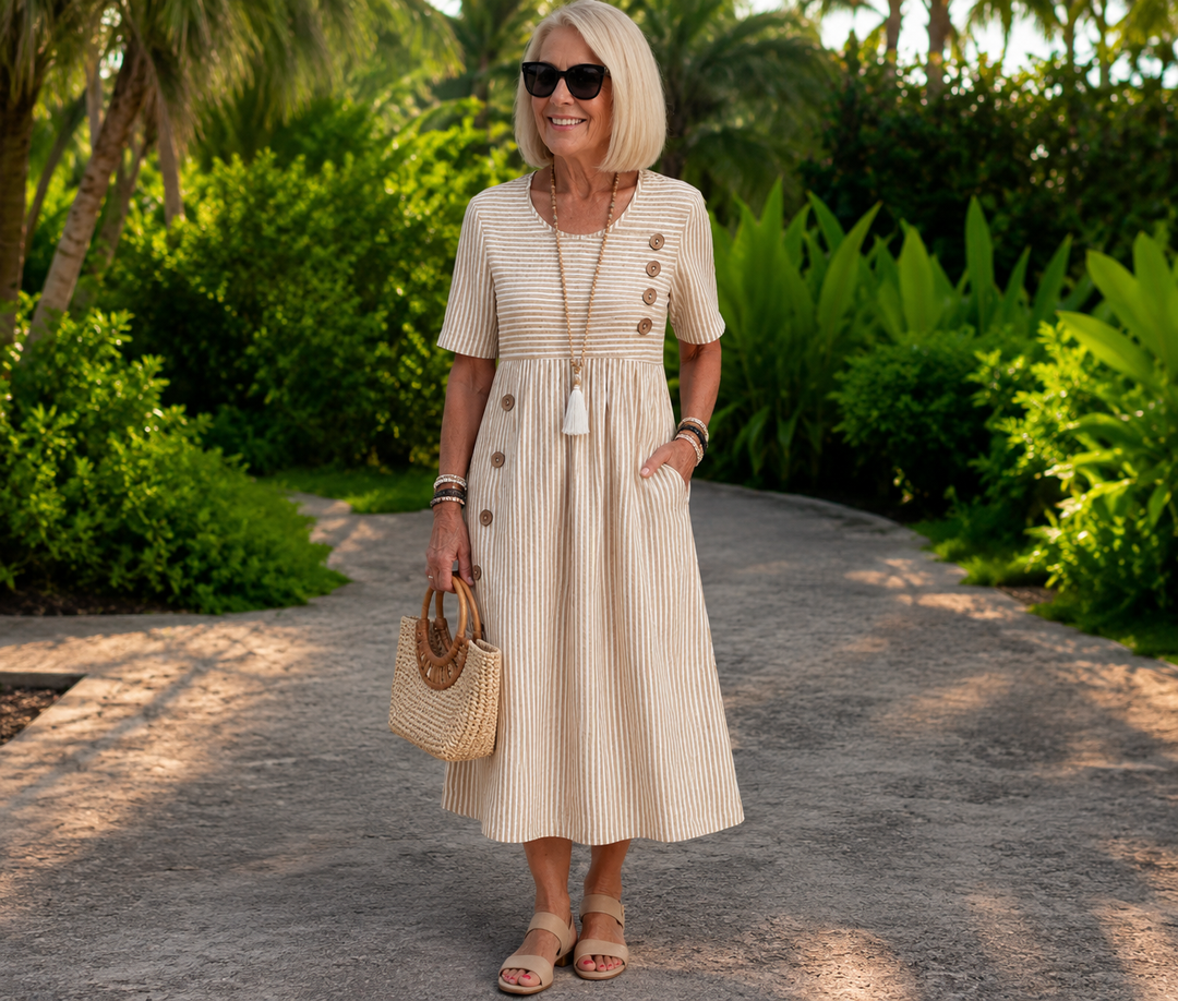 Julia Timeless Striped Midi Dress