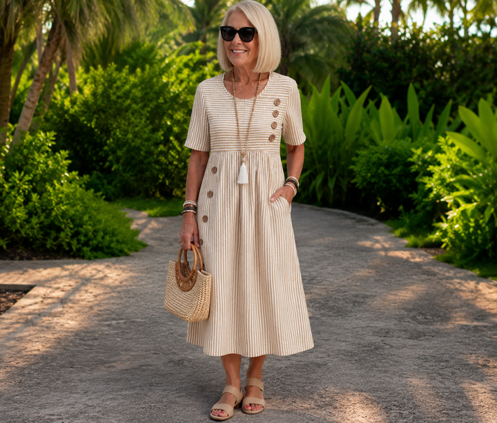 Julia Timeless Striped Midi Dress