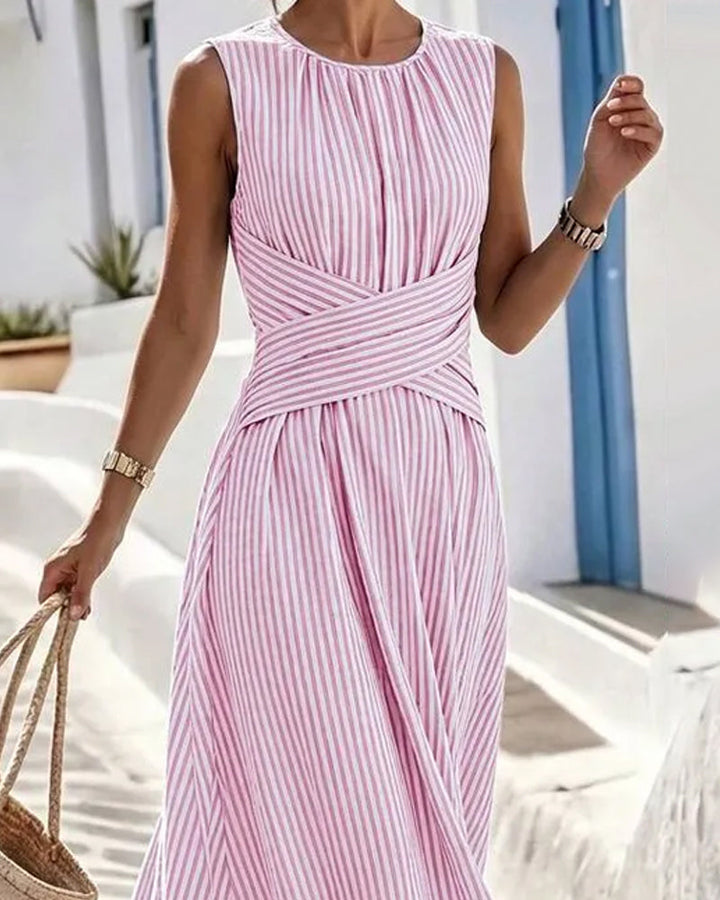 Brynn – Striped Twist Waist Maxi Dress