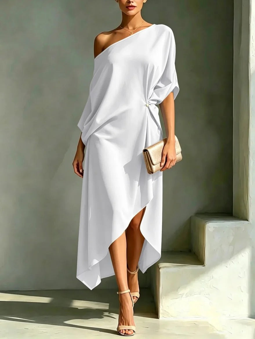 Vivara – Asymmetric One-Shoulder Midi Dress