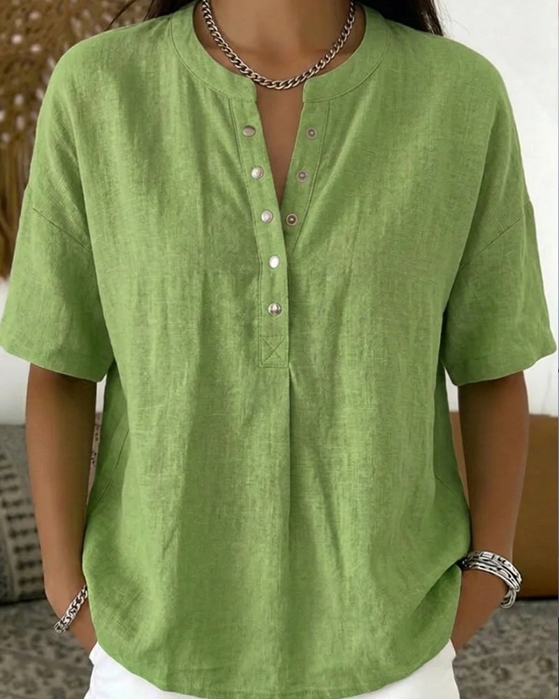 Erin - Casual Cotton Button Blouse