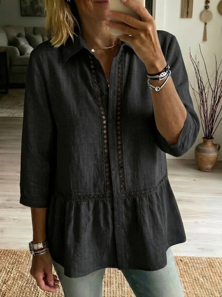 Marta – Linen Cotton Openwork Blouse