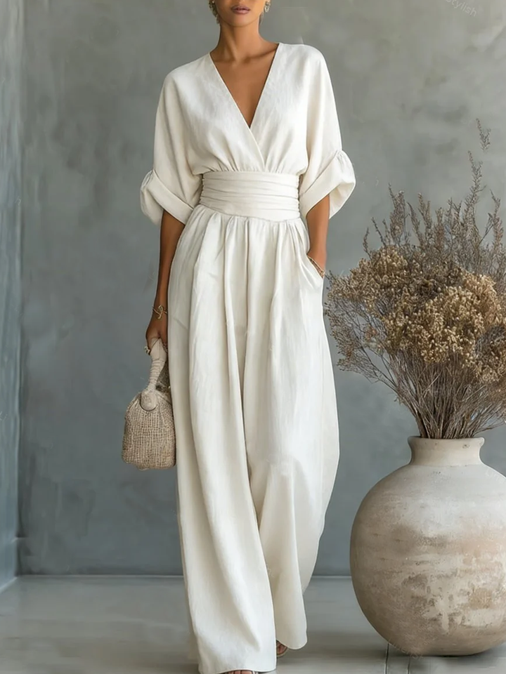 Verity Elegant V-Neck High-Waist Jumpsuit