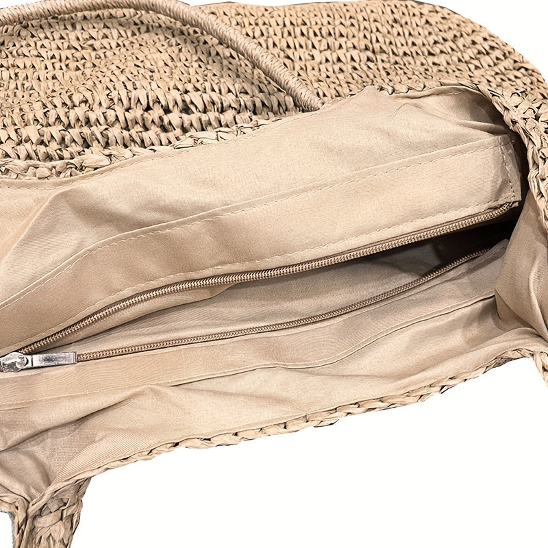 Marisol Woven Straw Shoulder Bag - Hazelnut detail