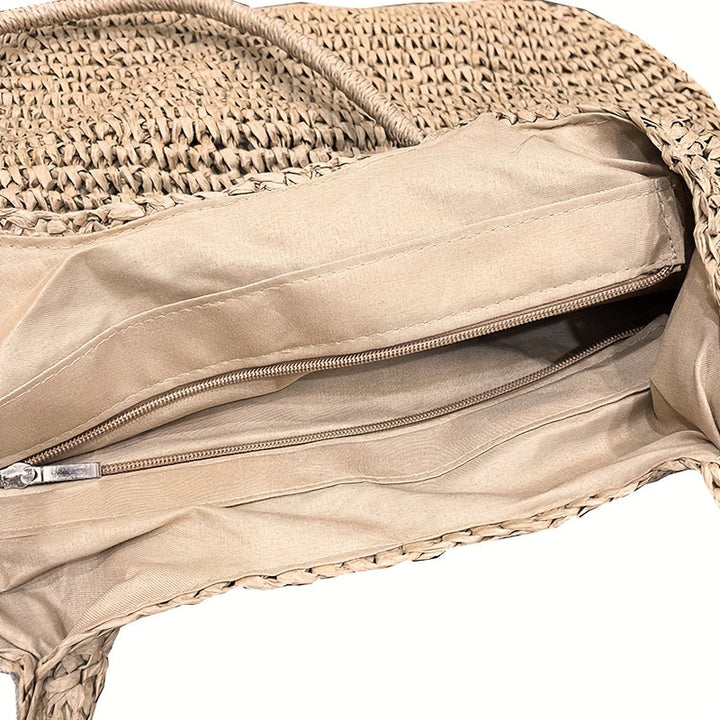 Marisol Woven Straw Shoulder Bag - Hazelnut detail