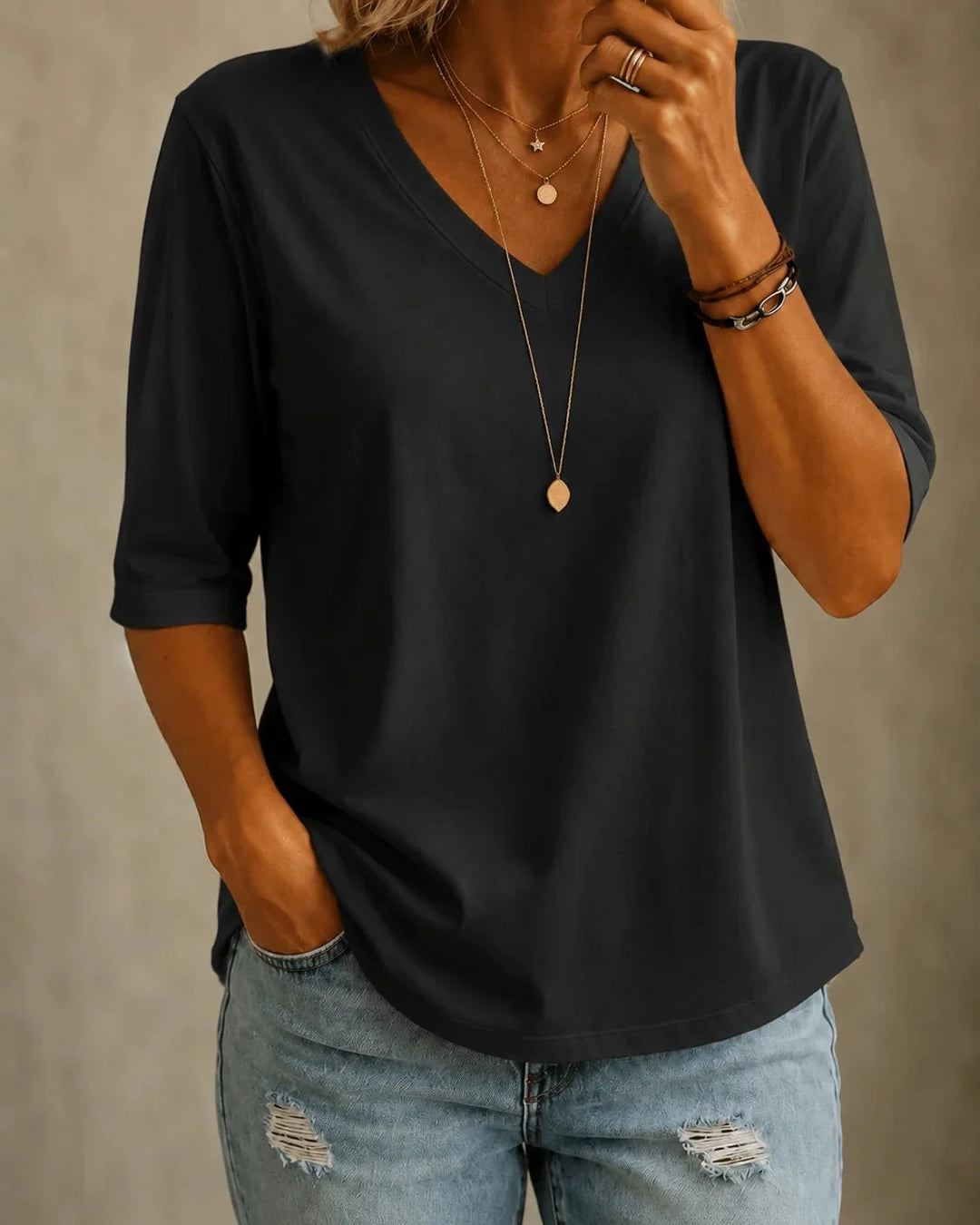 Essential Comfort V-Neck Tee - Black