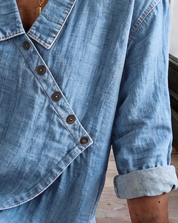 Marise Asymmetric Denim Blouse