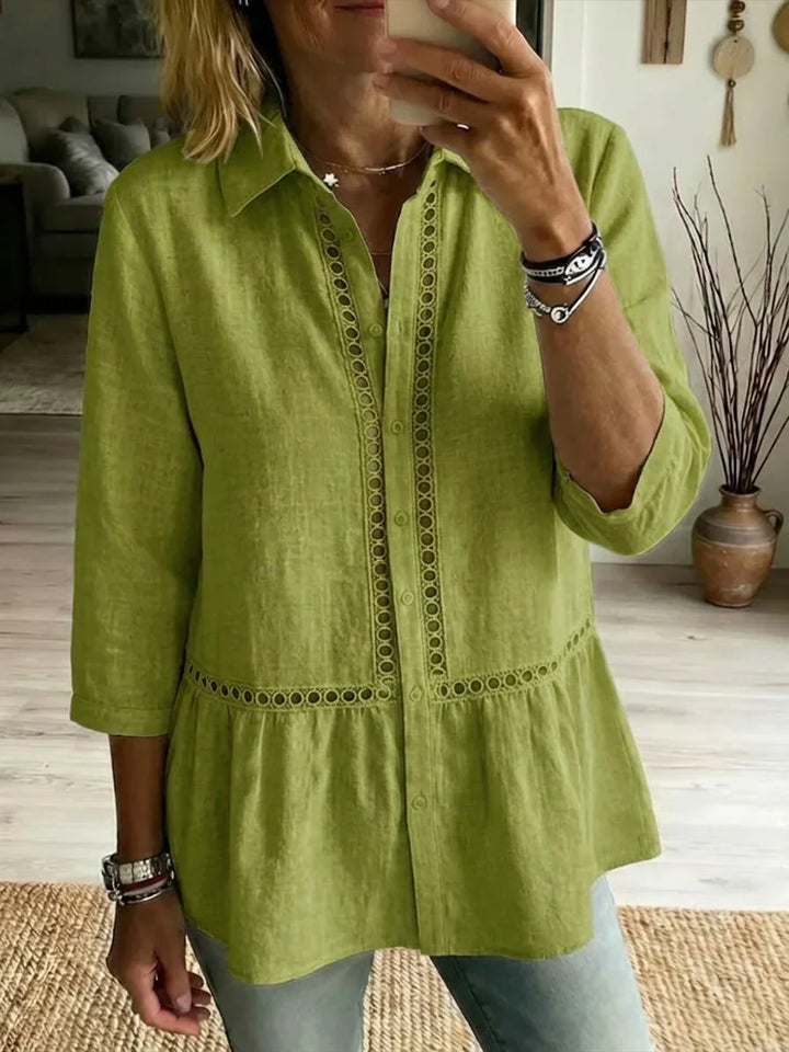 Marta – Linen Cotton Openwork Blouse