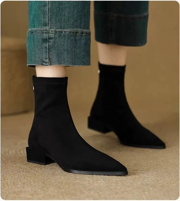 Delphine Suede Pointed-Toe Ankle Boots