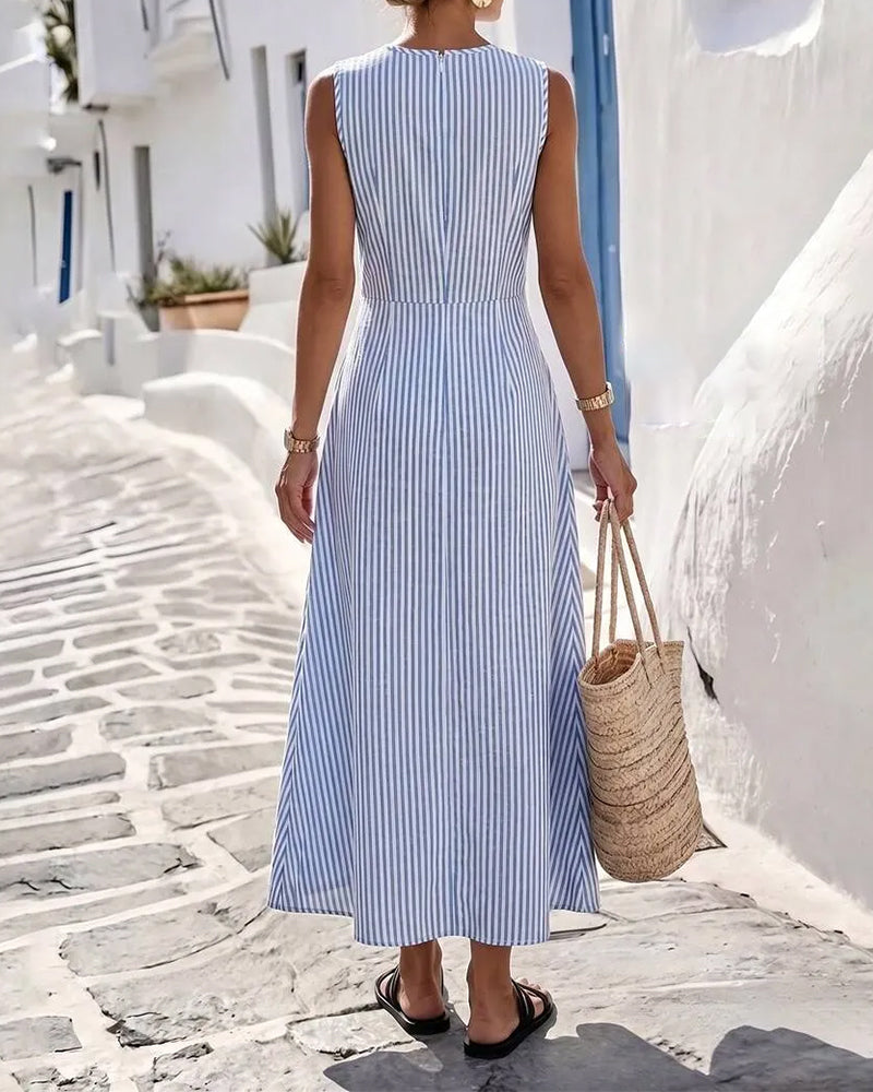 Brynn – Striped Twist Waist Maxi Dress