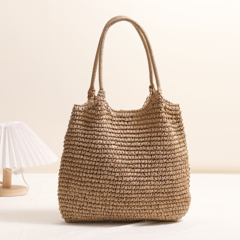 Marisol Woven Straw Shoulder Bag - Hazelnut