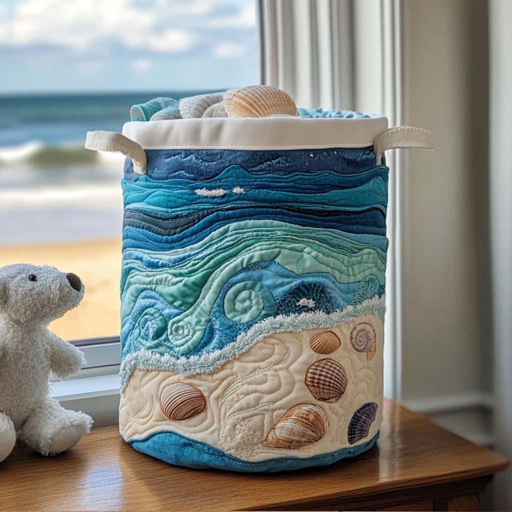 Seashella Quilted Laundry Basket