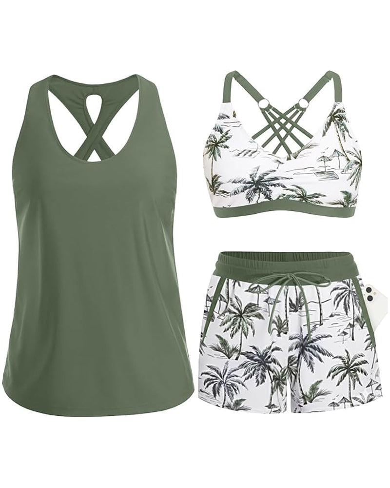 Solene – Three-Piece Tankini Bikini & Cover-Up Set