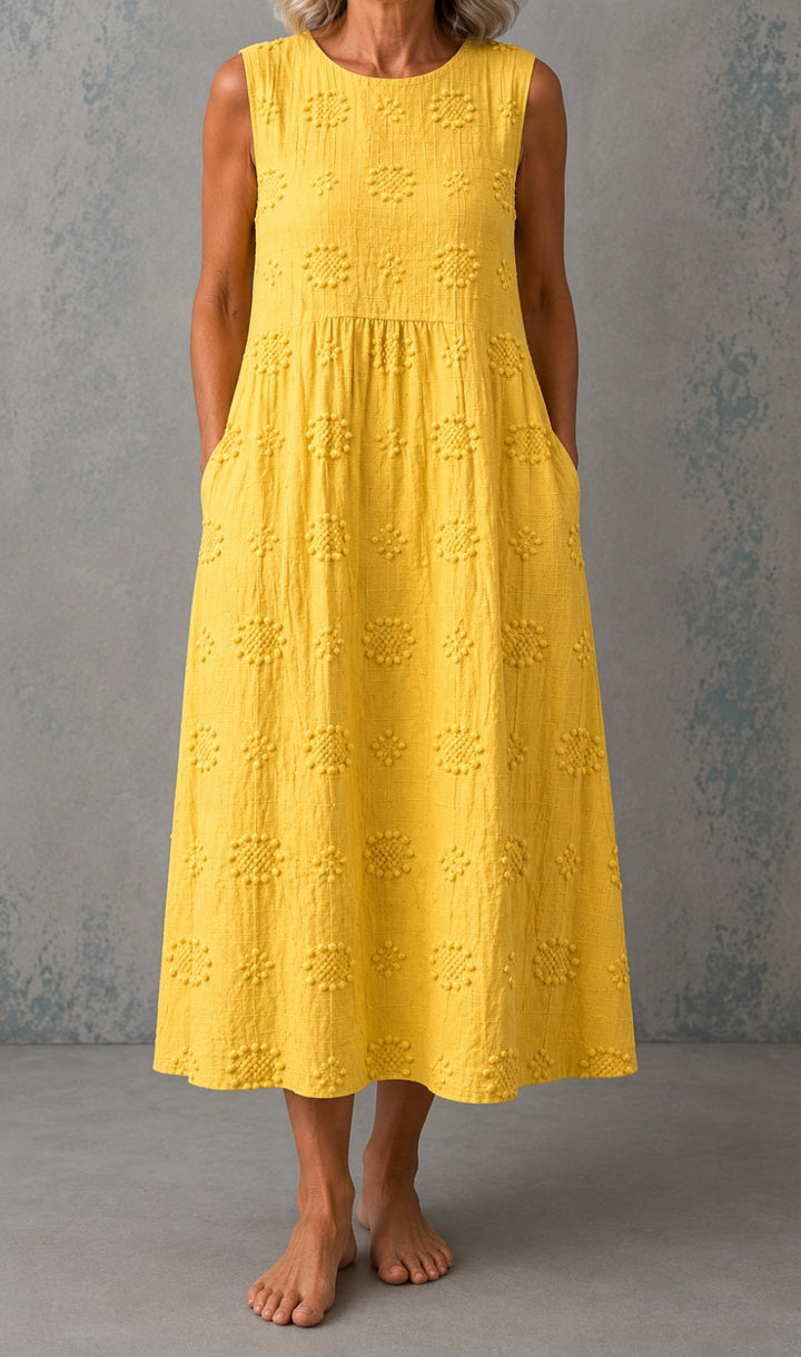 Linda Sleeveless Linen Dress - Yellow