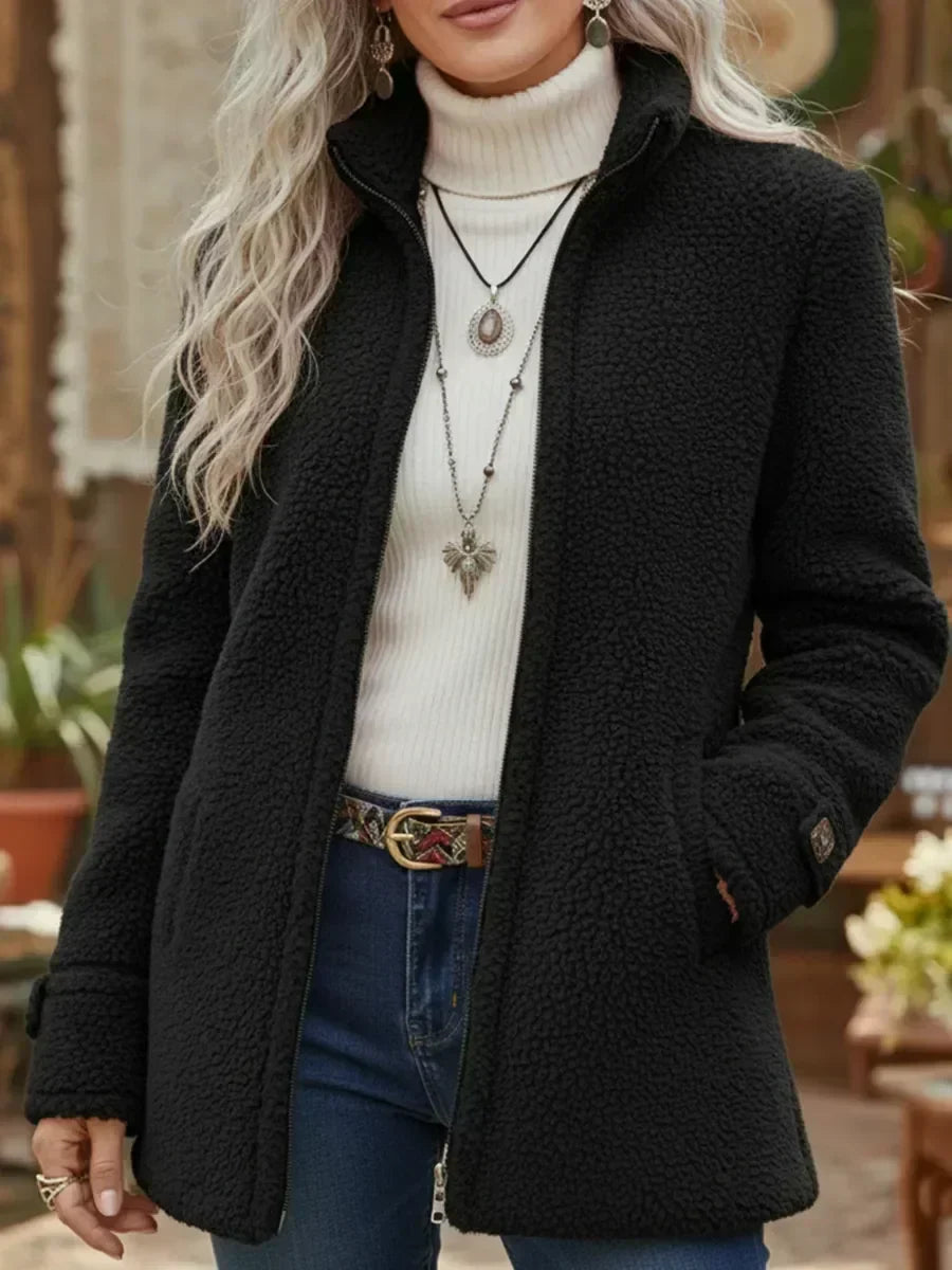 Judith Cozy Stand-Collar Full-Zip Jacket