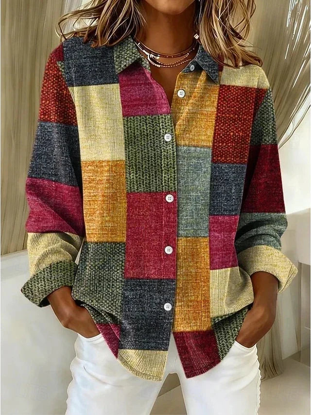 Merritt Vintage Patchwork Button Front Blouse – Brown