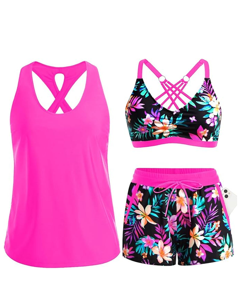 Solene – Three-Piece Tankini Bikini & Cover-Up Set