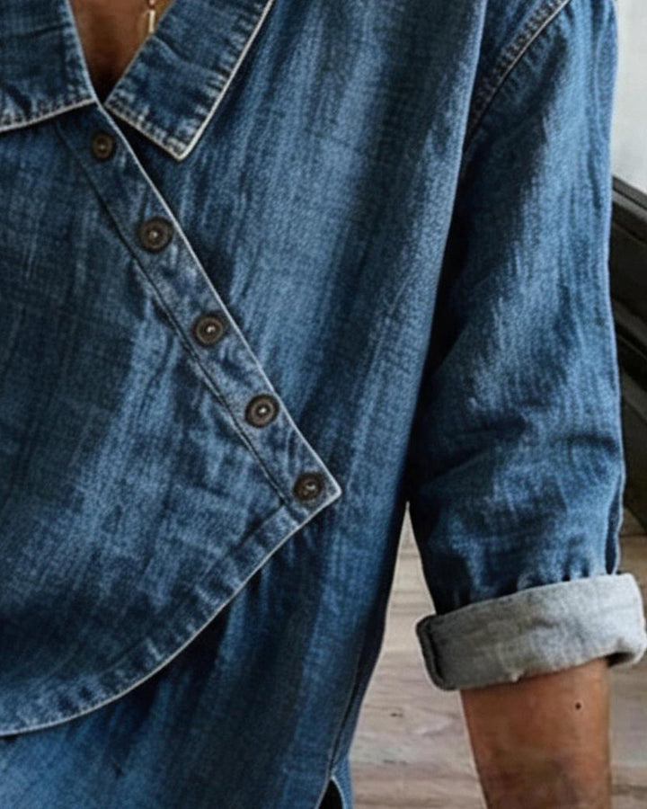 Marise Asymmetric Denim Blouse