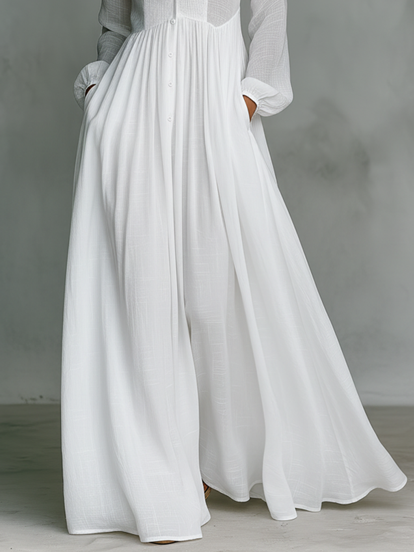 Fizza Flowing Button-Front Maxi Dress
