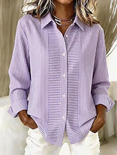 Norelle Casual Striped Button Front Blouse – Purple