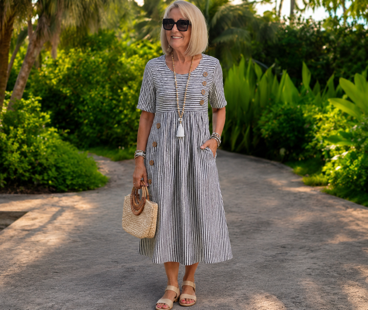 Julia Timeless Striped Midi Dress