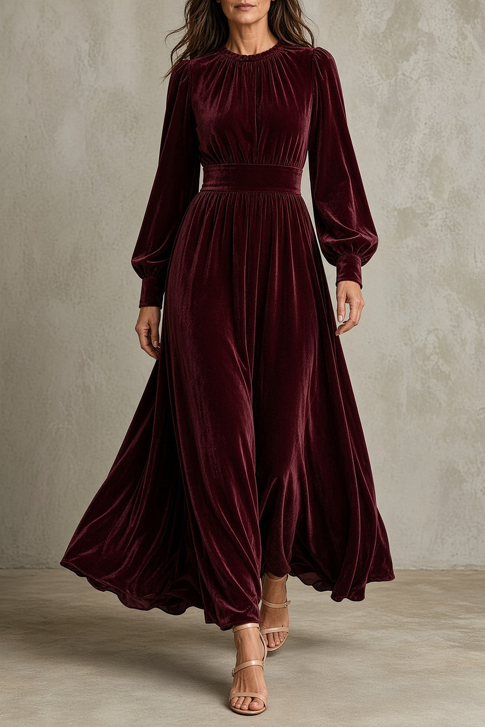 Elena Velvet Maxi Dress – Red