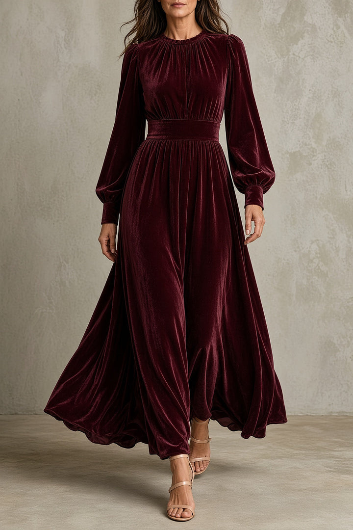 Elena Velvet Maxi Dress – Red