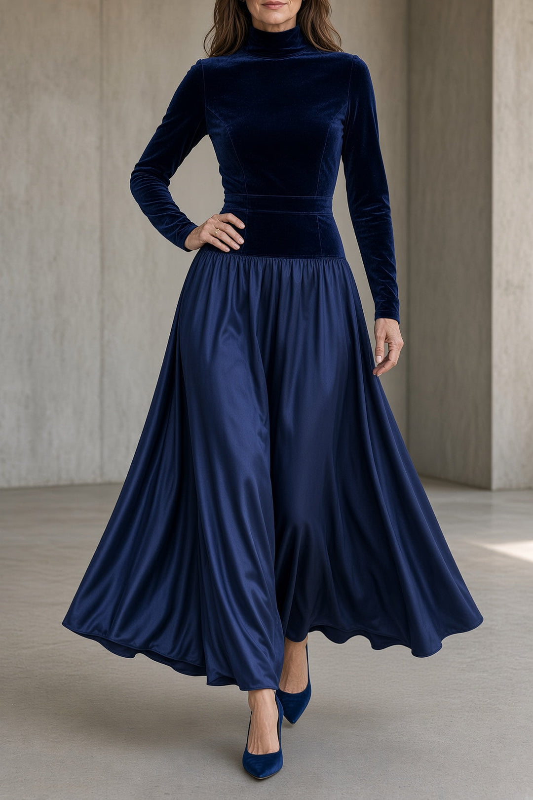 Vivien High-Neck Velvet Dress