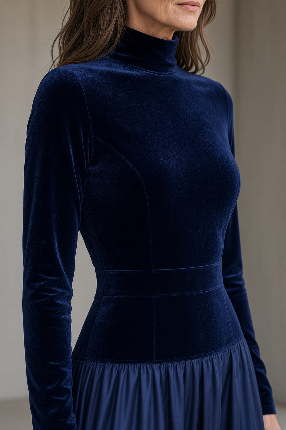 Vivien High-Neck Velvet Dress