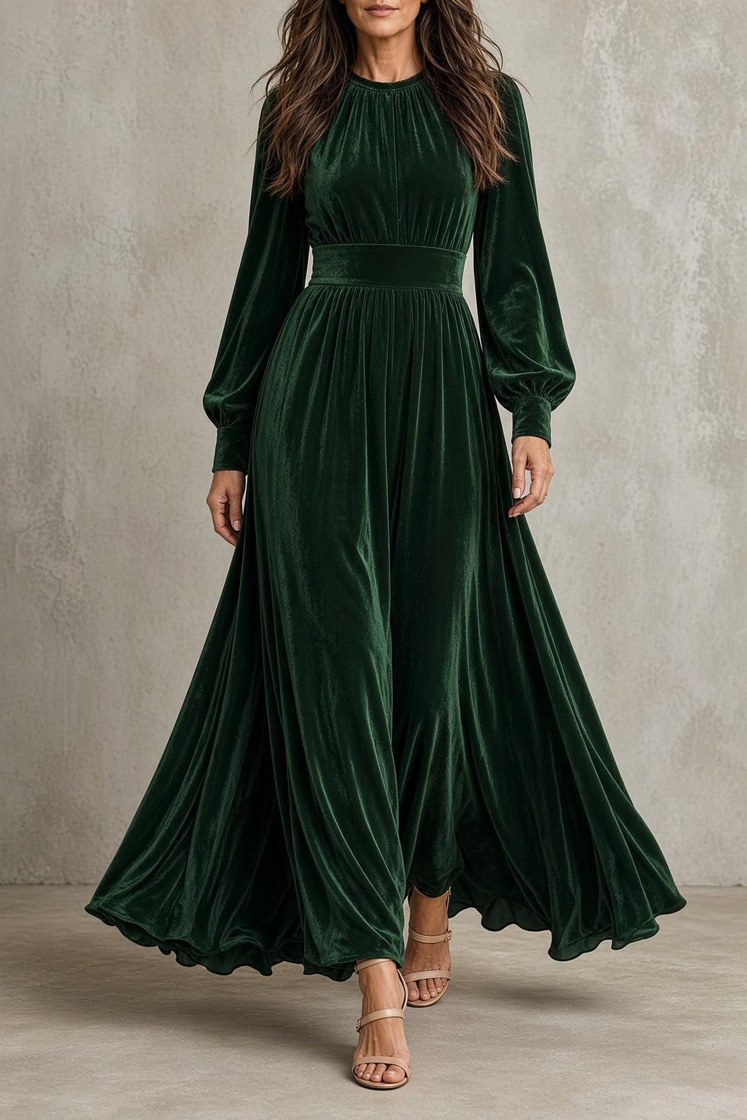 Elena Velvet Maxi Dress – Green